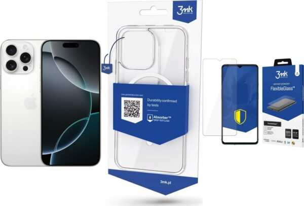 Smartfon Apple iPhone 16 Pro Max 256GB White Titanium (MYWW3) + FlexibleGlass + Etui MagCase