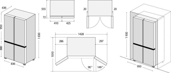 Lodówka Concept Lodówka Multidoor Quattro BLACK LA8383bc