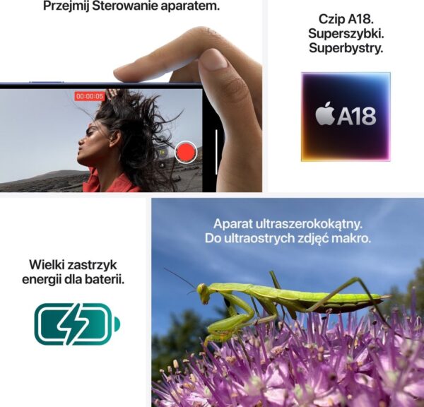 Smartfon Apple  iPhone 16 5G 8/512GB Czarny  (MYEK3ZD/A)