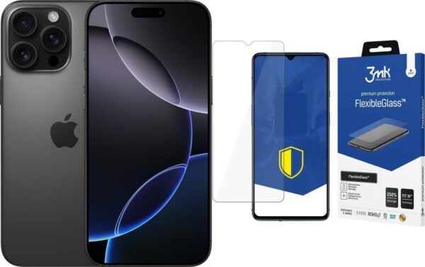Smartfon Apple iPhone 16 Pro Max 256GB Black Titanium (MYWV3) + FlexibleGlass
