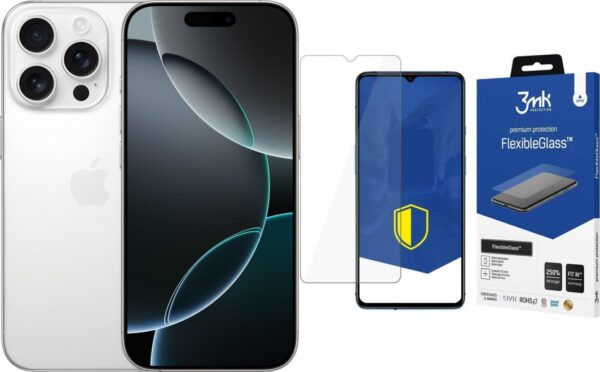 Smartfon Apple iPhone 16 Pro 256GB White Titanium (MYNJ3) + FlexibleGlass