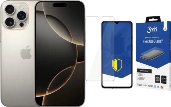 Smartfon Apple iPhone 16 Pro Max 8/256GB Natural Titanium (MYWY3HX/A) + FlexibleGlass