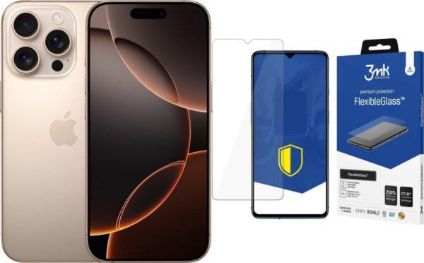 Smartfon Apple iPhone 16 Pro 256GB Desert Titanium (MYNK3) + FlexibleGlass